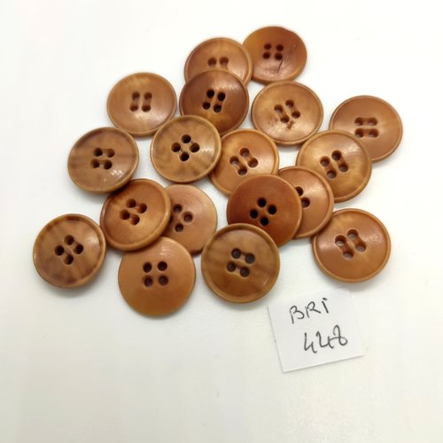 18 boutons en résine marron - 16mm - bri448