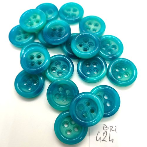 20 boutons en résine bleu / vert - 18mm - bri424