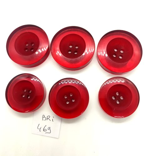 6 boutons en résine rouge foncé - 31mm et 27mm - bri469