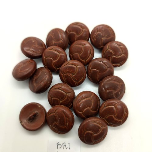 18 boutons en cuir marron - 16mm - bri465