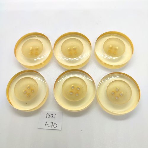 6 boutons en résine jaune - 31mm - bri470