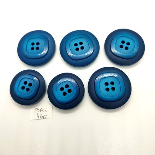 6 boutons en résine bleu / vert - 36mm et 31mm - bri460