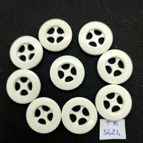 9 boutons en résine blanc - 23mm - tr5624