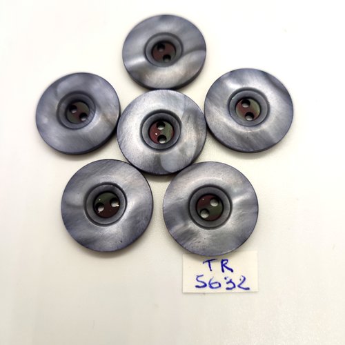 6 boutons en résine gris - 22/23mm - tr5632