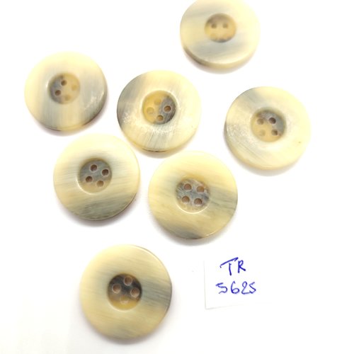 7 boutons en résine beige et marron - 23mm - tr5625