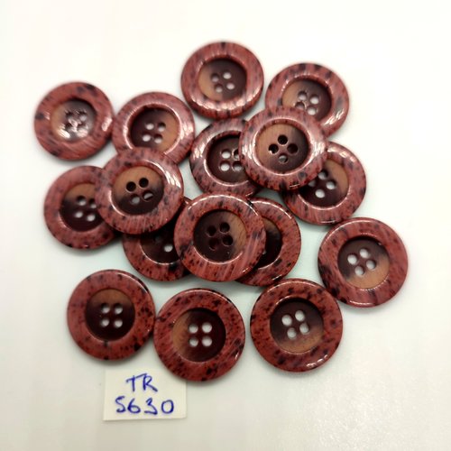 16 boutons en résine marron - 18mm - tr5630