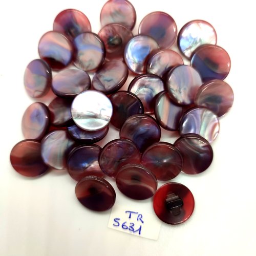 33 boutons en résine gris et bordeaux - 15mm - tr5631