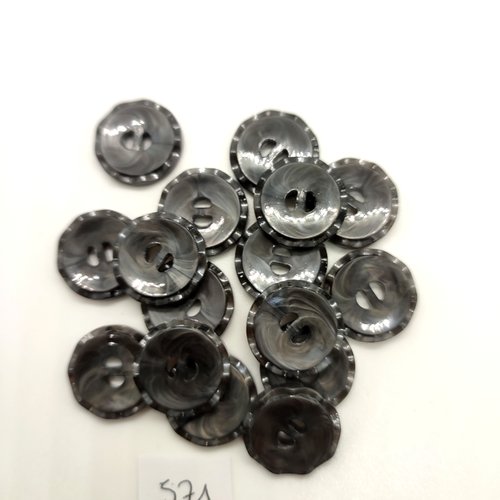 16 boutons en résine gris - 18mm - 571