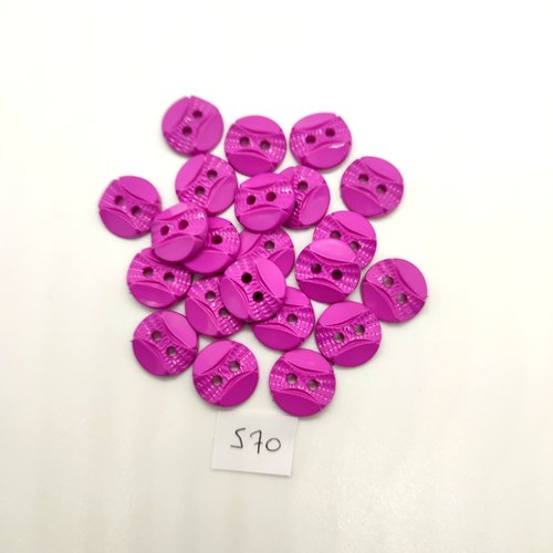 22 boutons en résine rose foncé / lilas - 14mm - 570