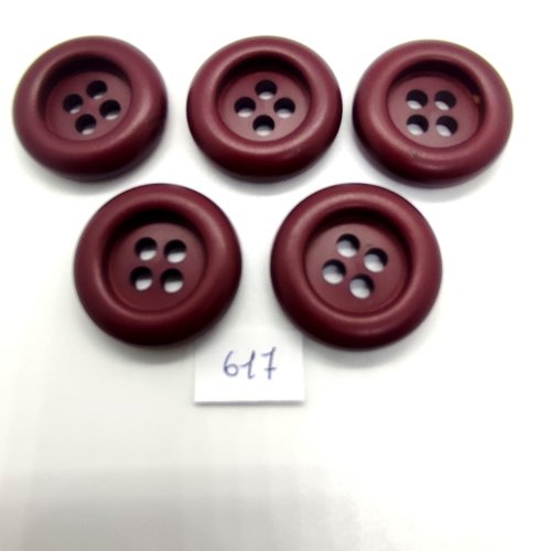 5 boutons en résine bordeaux - 30mm - 617