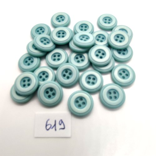 28 boutons en résine bleu clair - 14mm - 619