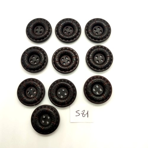 10 boutons en résine noir - 21/22mm - 581