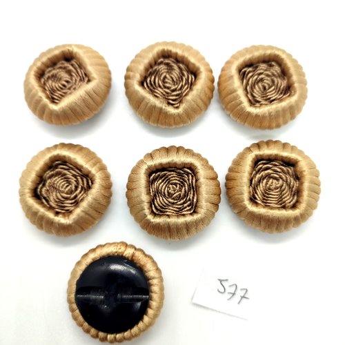 7 boutons en passementerie beige et marron - 30mm - 577
