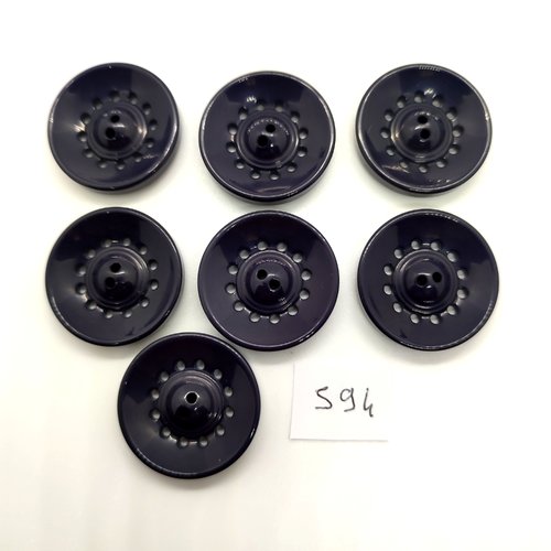 7 boutons en résine gris foncé - 25mm - 594