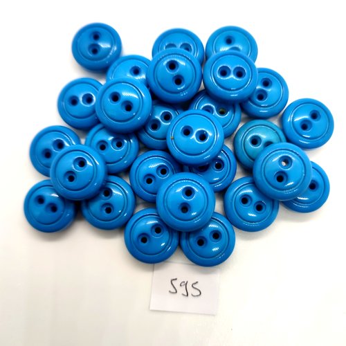 27 boutons en résine bleu - 15mm - 595