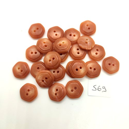 23 boutons en résine marron - 13mm - 569