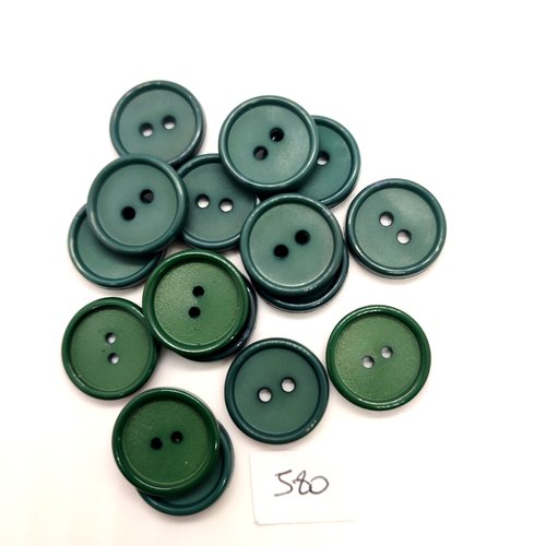 16 boutons en résine vert - 20mm - 580