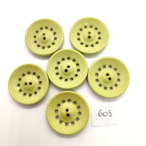 6 boutons en résine vert - 25mm - 603
