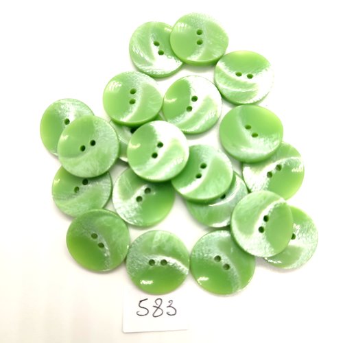 20 boutons en résine vert - 18mm - 583