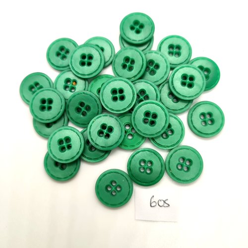 30 boutons en résine vert - 15mm - 605