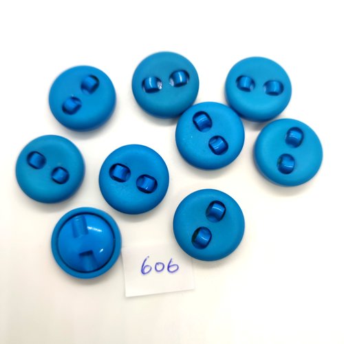 9 boutons en résin e bleu - 20mm - 606