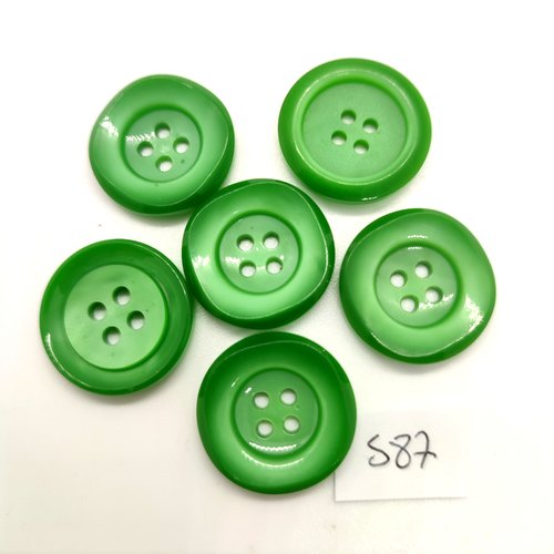 6 boutons en résine vert - 22mm - 587