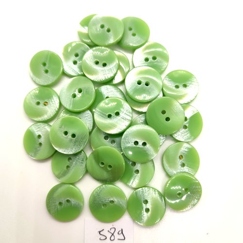 30 boutons en résine vert - 14mm - 589