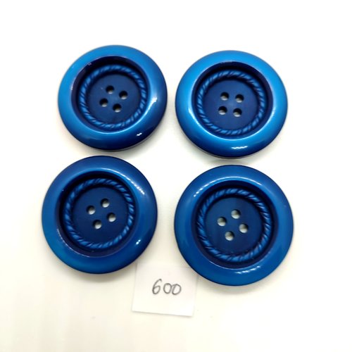 4 boutons en résine bleu - 33mm - 600