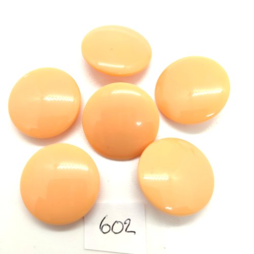 6 boutons en résine orange - 22mm - 602