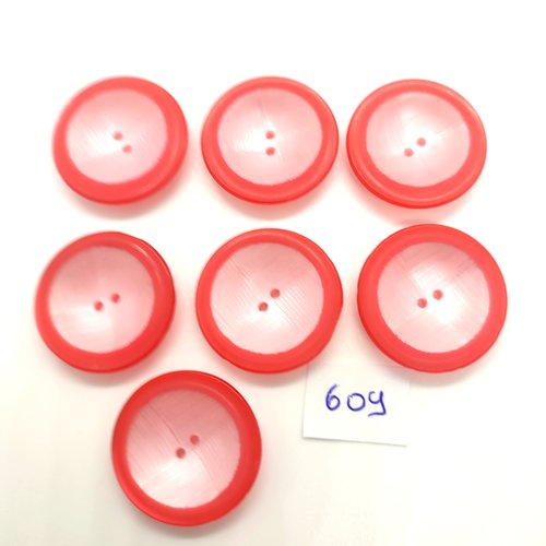7 boutons en résine rose - 28mm - 609