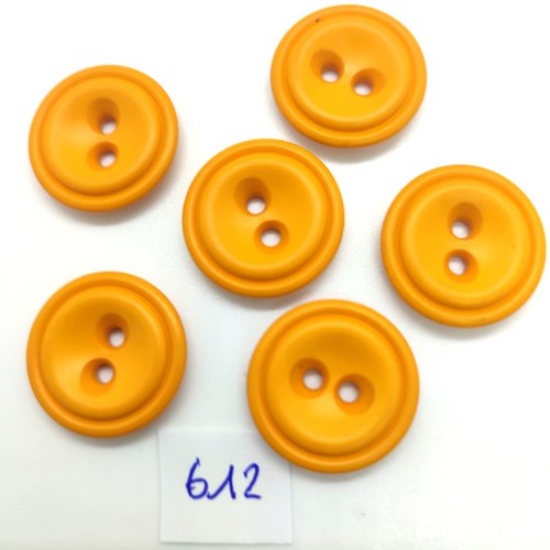 6 boutons en résine orange - 22mm - 612