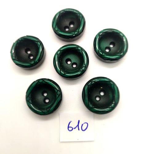 6 boutons en résine vert - 19mm - 610