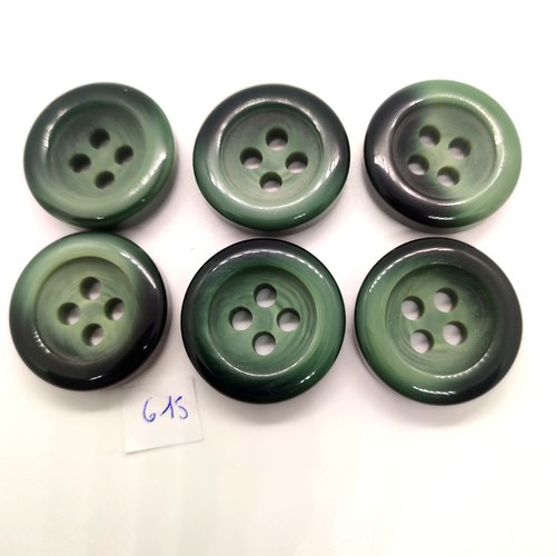 6 boutons en résine vert - 31mm - 615