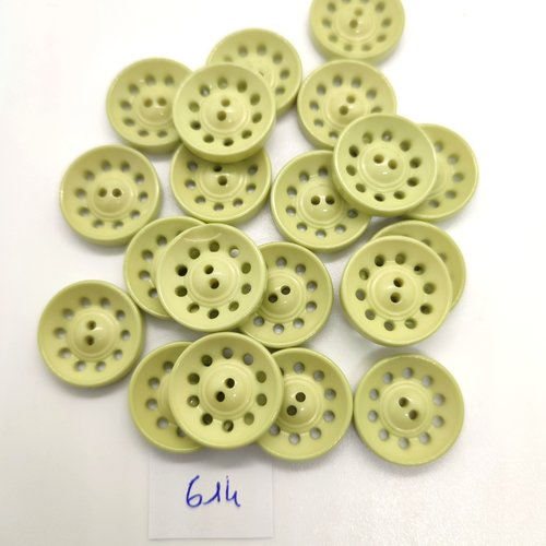 20 boutons en résine vert - 17mm - 614