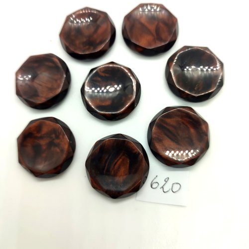 8 boutons en résine marron foncé - 21mm - 620