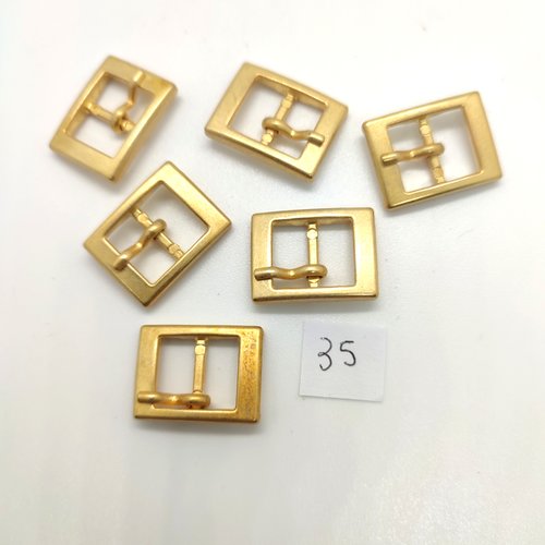 6 boucles de ceinture en métal doré - 16x22mm