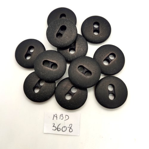 11 boutons en résine noir - 18mm - abd3608