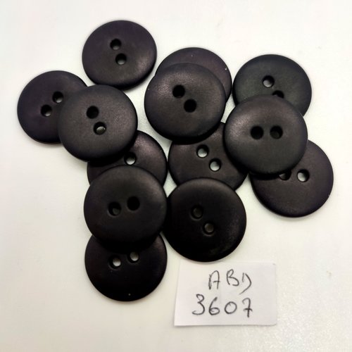 13 boutons en résine noir - 18mm - abd3607