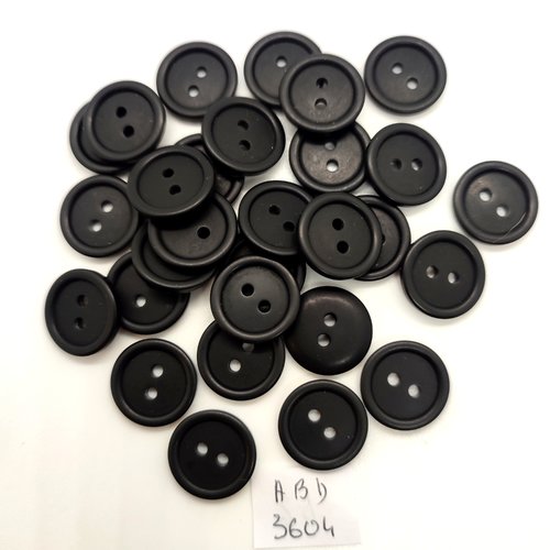 28 boutons en résine noir - 15mm - abd3604