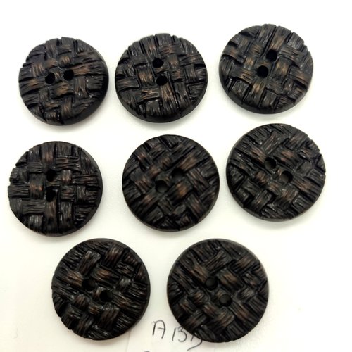 8 boutons en résine noir - 21mm - abd3602
