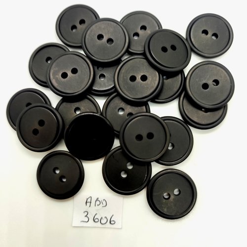 22 boutons en résine noir - 18mm - abd3606