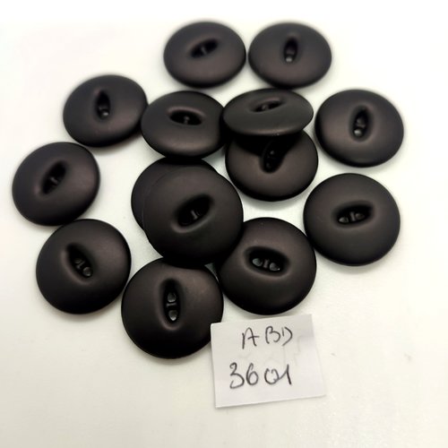 14 boutons en résine noir - 18mm - abd3601