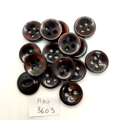 14 boutons en résine marron - 17mm - abd3603