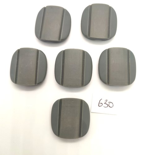 6 boutons en résine gris - 24x24mm - 630