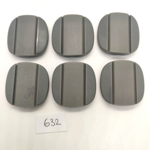 6 boutons en résine gris - 28x28mm - 632