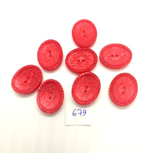 8 boutons en résine rouge clair - 19x23mm - 679
