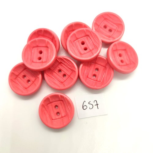 10 boutons en résine rose - 18mm - 657