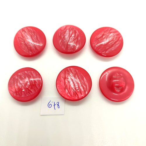 6 boutons en résine rouge clair- 22mm - 678