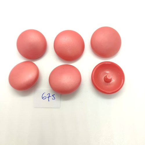 6 boutons en résine rose - 22mm - 675