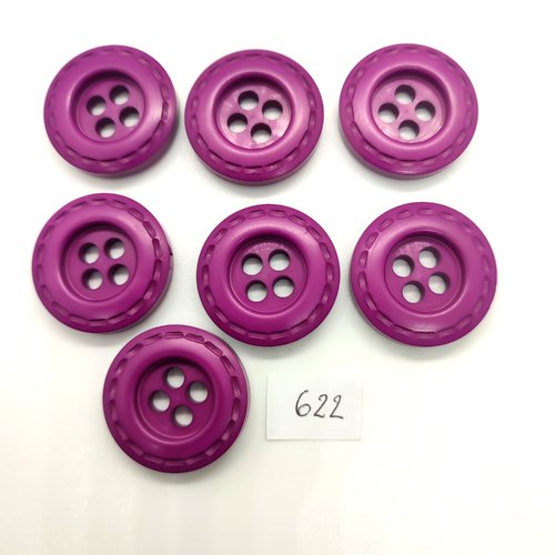 7 boutons en résine violet - 26/27mm - 622